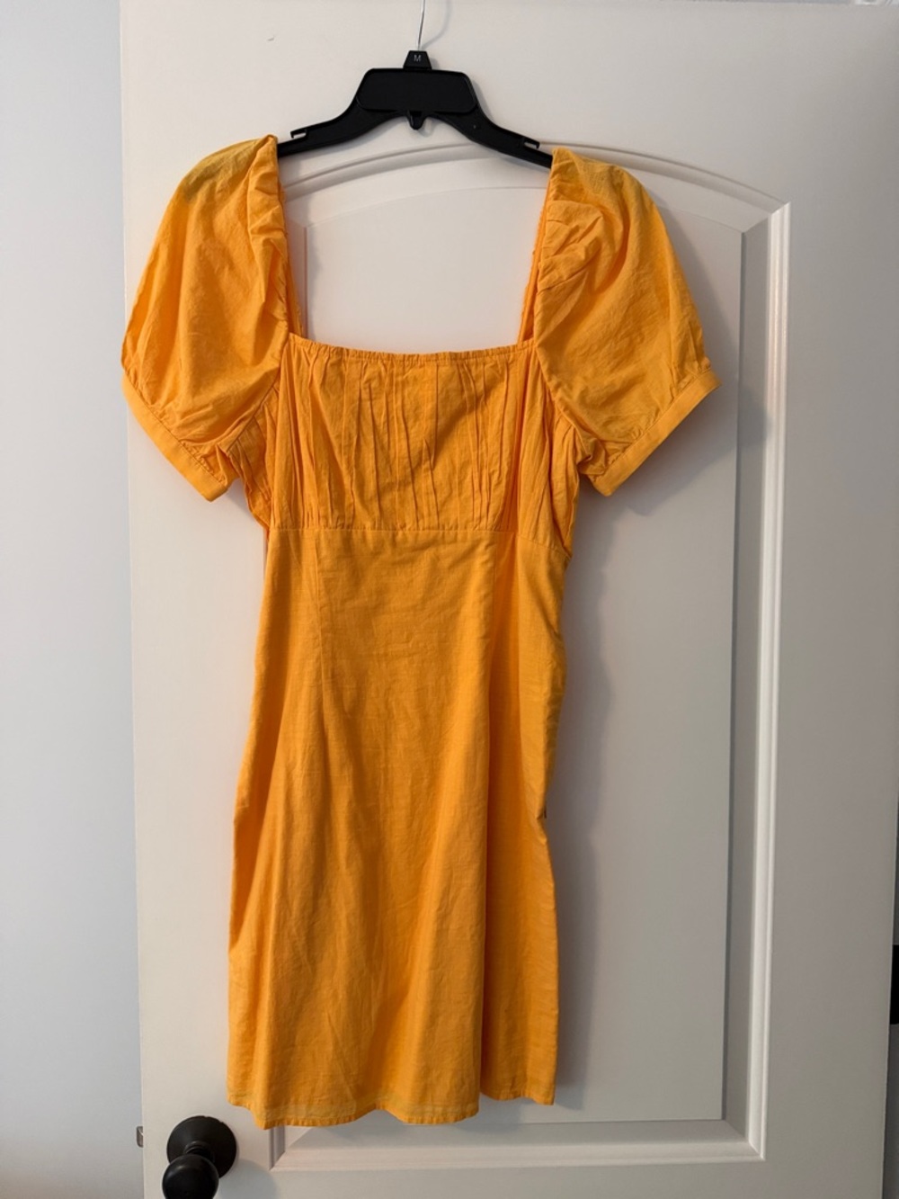 Anthropologie Yellow Puff-Sleeve Square-Neck Dress